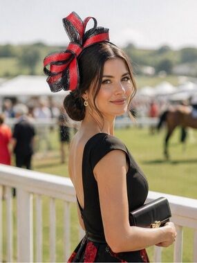 Elegant Blank and Red Fascinator Headpiece - Women Accessories